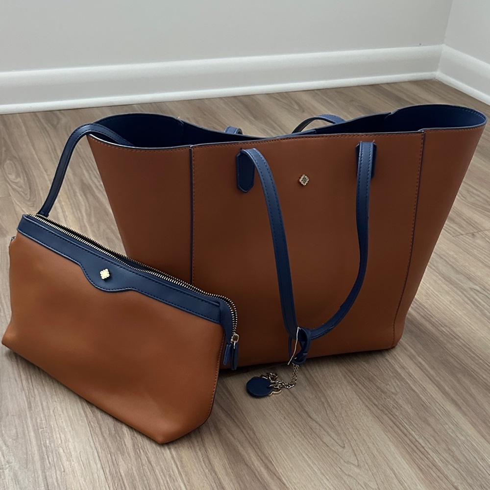 Crown & Ivy Brown and Blue Tote Bag Set